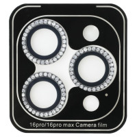Guess BP Rhinestone 2in1 Screen Protector and Camera Lens Set for iPhone 16 Pro Max - Silver