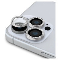 Guess BP Rhinestone 2in1 Screen Protector and Camera Lens Set for iPhone 16 Pro Max - Silver