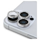 Guess BP Rhinestone 2in1 Screen Protector and Camera Lens Set for iPhone 16 Pro Max - Silver