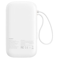 Baseus QPow 2 20000mAh 30W Power Bank with 2 Built-in USB-C Cables - White