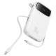 Baseus QPow 2 20000mAh 30W Power Bank with 2 Built-in USB-C Cables - White