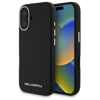 Karl Lagerfeld Saffiano Full Wrapped Elongated Metal Logo MagSafe Case for iPhone 16 - Black