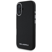 Karl Lagerfeld Saffiano Full Wrapped Elongated Metal Logo MagSafe Case for iPhone 16 - Black