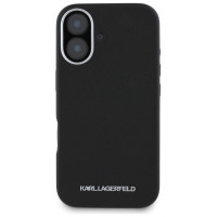 Karl Lagerfeld Saffiano Full Wrapped Elongated Metal Logo MagSafe Case for iPhone 16 - Black