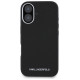 Karl Lagerfeld Saffiano Full Wrapped Elongated Metal Logo MagSafe Case for iPhone 16 - Black