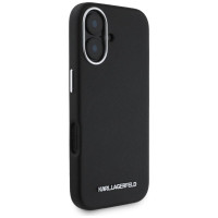 Karl Lagerfeld Saffiano Full Wrapped Elongated Metal Logo MagSafe Case for iPhone 16 - Black