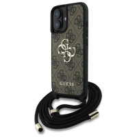 Guess 4G Big Logo Cord Stap Crossbody Case for iPhone 16 Brown