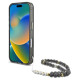 Guess Palm Trees Triangle Pearl Strap MagSafe case for iPhone 16 black