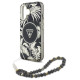 Guess Palm Trees Triangle Pearl Strap MagSafe case for iPhone 16 black