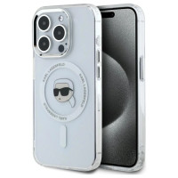 Karl Lagerfeld IML Metal Karl Head MagSafe Case for iPhone 15 Pro White