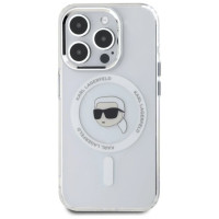 Karl Lagerfeld IML Metal Karl Head MagSafe Case for iPhone 15 Pro White