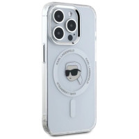 Karl Lagerfeld IML Metal Karl Head MagSafe Case for iPhone 15 Pro White
