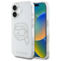 Karl Lagerfeld IML Rhinestones Karl Head Case for iPhone 16 Clear