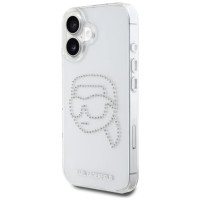 Karl Lagerfeld IML Rhinestones Karl Head Case for iPhone 16 Clear