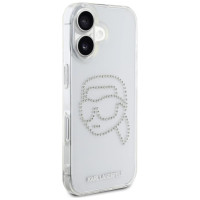 Karl Lagerfeld IML Rhinestones Karl Head Case for iPhone 16 Clear