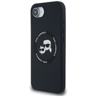 Karl Lagerfeld Liquid Silicone Karl & Choupette Heads Case with MagSafe for iPhone 16e - Black