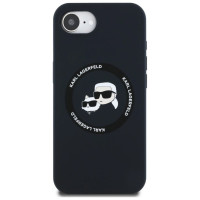 Karl Lagerfeld Liquid Silicone Karl & Choupette Heads Case with MagSafe for iPhone 16e - Black