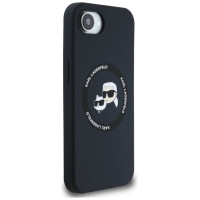Karl Lagerfeld Liquid Silicone Karl & Choupette Heads Case with MagSafe for iPhone 16e - Black