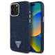 Guess Denim Triangle Logo MagSafe iPhone 16 Pro Max Case - Blue