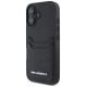 Karl Lagerfeld HC Grained PU Cardslot Metal Elong iPhone 16 Case - Black