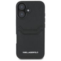 Karl Lagerfeld HC Grained PU Cardslot Metal Elong iPhone 16 Case - Black