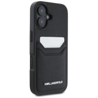 Karl Lagerfeld HC Grained PU Cardslot Metal Elong iPhone 16 Case - Black