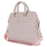 Guess 4G Zipper Pocket Triangle Logo 15" Laptop Bag - Pink