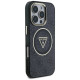 Guess IML Metal Glitter 4G Circle Triangle MagSafe Case for iPhone 16 Pro - Black
