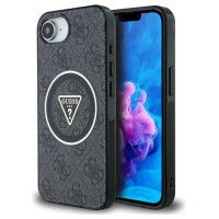 Guess IML Metal Glitter 4G Circle Triangle MagSafe Case for iPhone 16e - Black