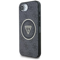 Guess IML Metal Glitter 4G Circle Triangle MagSafe Case for iPhone 16e - Black
