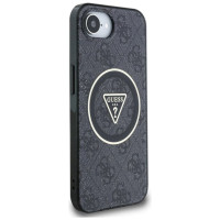 Guess IML Metal Glitter 4G Circle Triangle MagSafe Case for iPhone 16e - Black