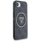 Guess IML Metal Glitter 4G Circle Triangle MagSafe Case for iPhone 16e - Black