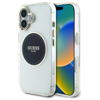 Guess IML Metal Colored Circle Classic Logo MagSafe case for iPhone 16 - black