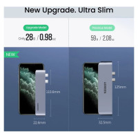 Ugreen HUB Ugreen 60559 2x USB-C / USB-C PD (Thunderbolt 3, 100W, 4K 60 Hz, 10 Gbps) / HDMI 4K 30 Hz / 3x USB 3.0 for MacBook Pro / Air - Gray