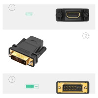 Ugreen HDMI adapter (female) - DVI 24 + 1 (male) FHD 60 Hz black (20124)