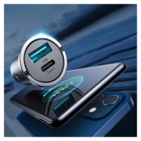Joyroom fast car charger USB Type C / USB 45 W 5 A Power Delivery Quick Charge 3.0 AFC SCP gray (C-A35)