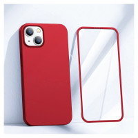 Joyroom 360 Full Case front and back cover for iPhone 13 + tempered glass screen protector red (JR-BP927 red)