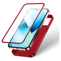 Joyroom 360 Full Case front and back cover for iPhone 13 + tempered glass screen protector red (JR-BP927 red)