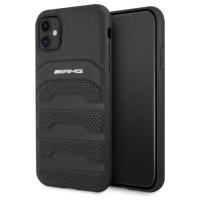 Mercedes AMG AMHCN61GSEBK iPhone 11 6.1 "black / black hardcase Leather Debossed Lines