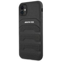 Mercedes AMG AMHCN61GSEBK iPhone 11 6.1 "black / black hardcase Leather Debossed Lines