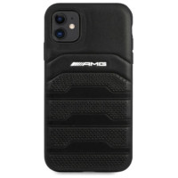 Mercedes AMG AMHCN61GSEBK iPhone 11 6.1 "black / black hardcase Leather Debossed Lines