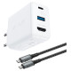 Acefast 2in1 charger GaN 65W USB Type C / USB, adapter adapter HDMI 4K @ 60Hz (set with cable) white (A17 white)