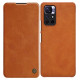 Nillkin Qin Case Case for Xiaomi Redmi Note 11T 5G / Note 11S 5G / Note 11 5G (China) / Poco M4 Pro 5G Camera Cover Holster Cover Flip Case Brown