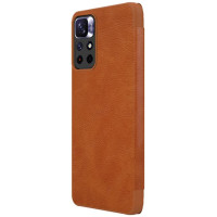 Nillkin Qin Case Case for Xiaomi Redmi Note 11T 5G / Note 11S 5G / Note 11 5G (China) / Poco M4 Pro 5G Camera Cover Holster Cover Flip Case Brown