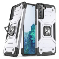 Wozinsky Ring Armor Tough Hybrid Case Cover + Magnetic Mount for Samsung Galaxy S22 + (S22 Plus) Silver