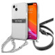 Guess GUHCP13SKC4GBSI iPhone 13 mini 5.4" Transparent hardcase 4G Gray Strap Silver Chain