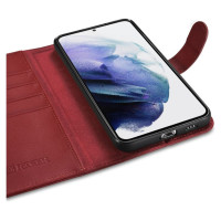 Icarer Haitang Leather Wallet Case Leather Case for Samsung Galaxy S22 + (S22 Plus) Wallet Housing Cover Red (AKSM05RD)