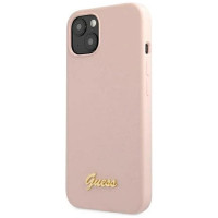 Guess GUHMP13MLSLMGLP iPhone 13 6.1" light pink/light pink hardcase Silicone Script Gold Logo Magsafe