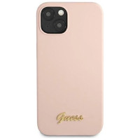 Guess GUHMP13MLSLMGLP iPhone 13 6.1" light pink/light pink hardcase Silicone Script Gold Logo Magsafe