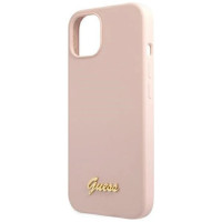 Guess GUHMP13MLSLMGLP iPhone 13 6.1" light pink/light pink hardcase Silicone Script Gold Logo Magsafe